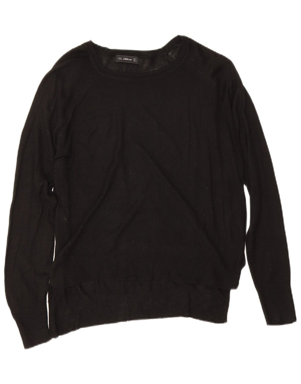 Damski sweter oversize z dekoltem w łódkę Zara UK 10 Small, czarna wiskoza
