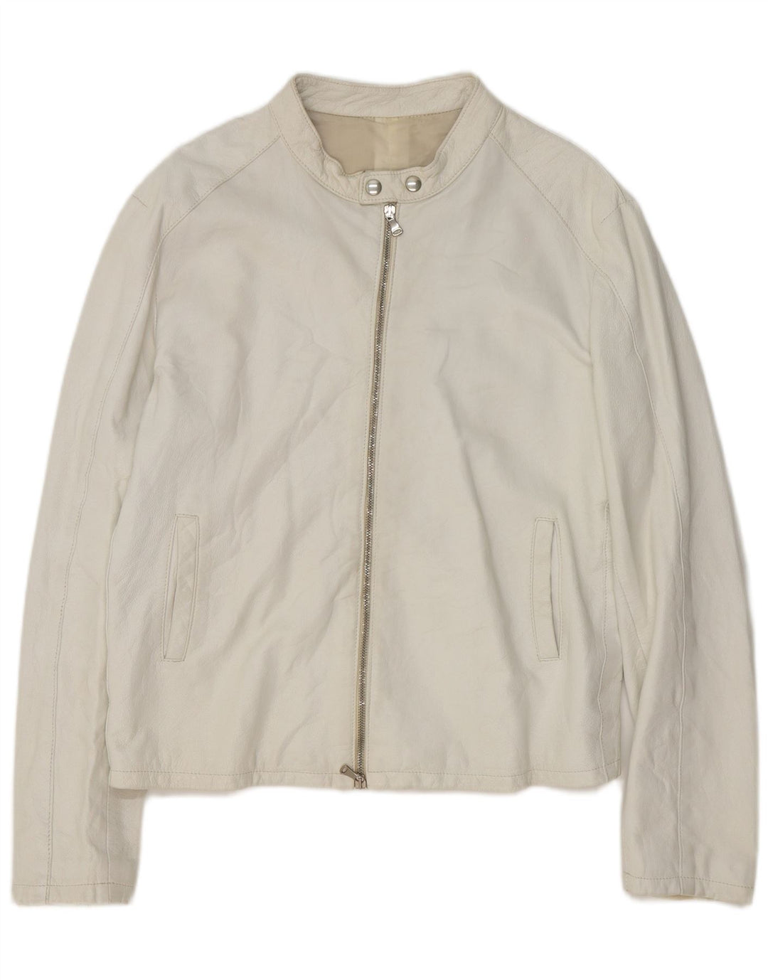 Vintage męska skórzana kurtka bomber UK 40 duża biała