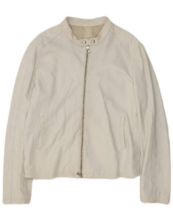 Vintage męska skórzana kurtka bomber UK 40 duża biała