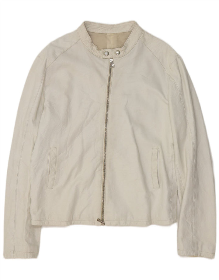 Vintage męska skórzana kurtka bomber UK 40 duża biała