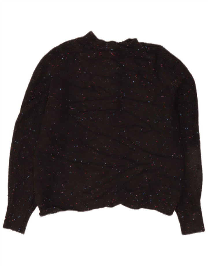Marks & Spencer Damski sweter rozpinany UK 14, średni, czarny, nakrapiany