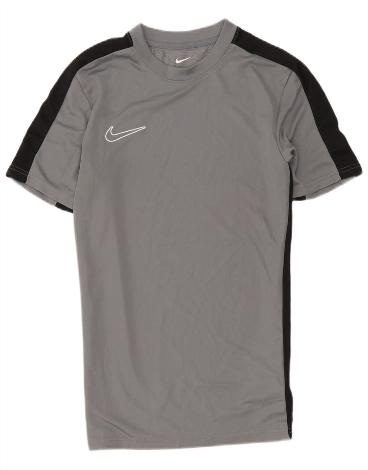 Męski T-shirt Nike Dri Fit Slim Fit, mały, szary poliester z blokami kolorów