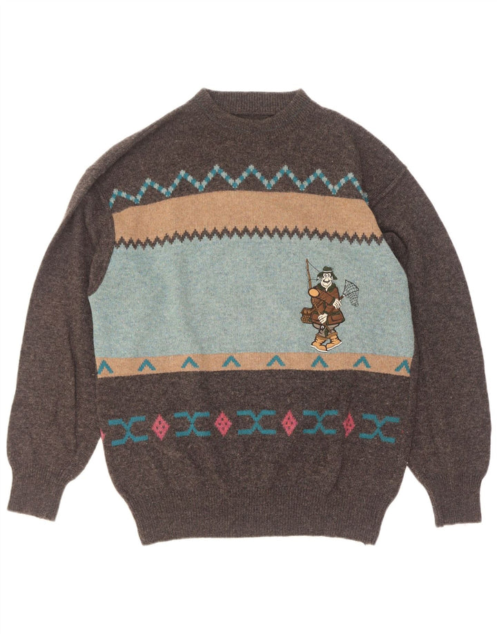 Vintage męski sweter z golfem IT 48 w kolorze średniej szarości