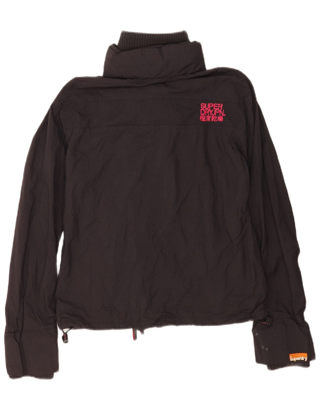Damska kurtka wiatrówka Superdry Graphic UK 16, duża, czarna nylonowa