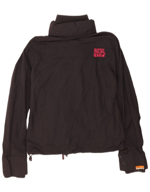 Damska kurtka wiatrówka Superdry Graphic UK 16, duża, czarna nylonowa