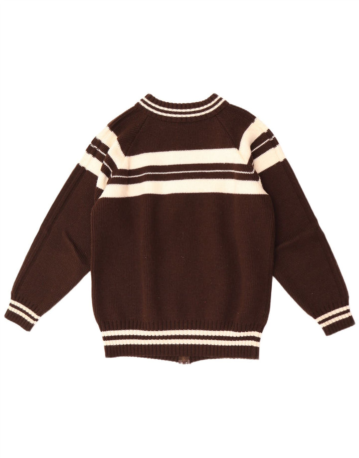 Vintage męski sweter rozpinany w małe brązowe paski