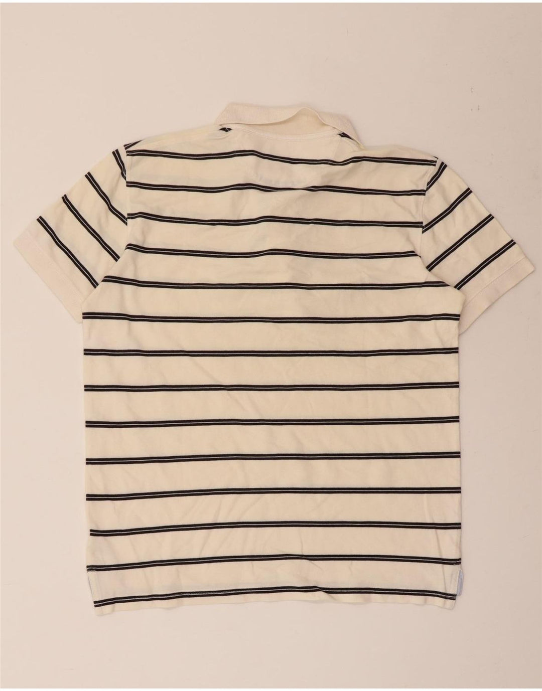 Męska koszulka polo Massimo Dutti, bawełniana w średnie paski w kolorze złamanej bieli