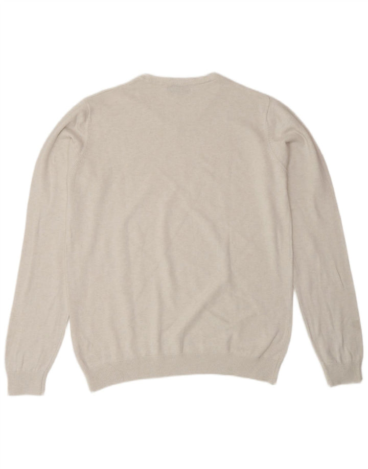 Charro Męski sweter z dekoltem w serek, mały, biały, bawełniany