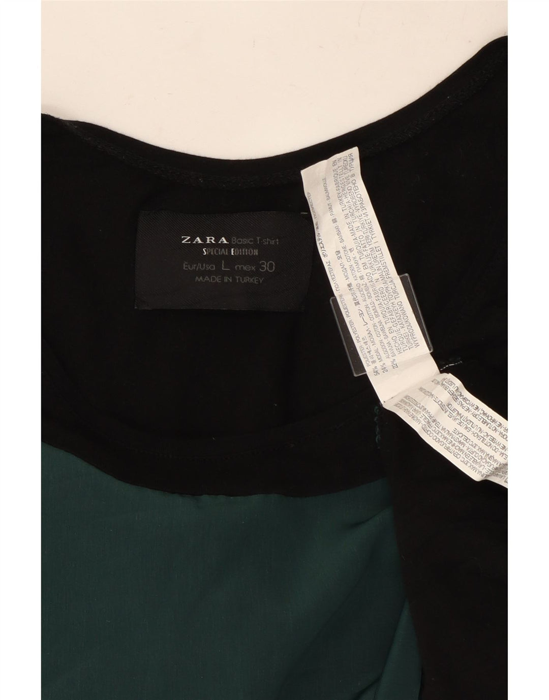 T-shirt damski ZARA Top UK 14, duży, zielony, z blokami kolorów, poliester