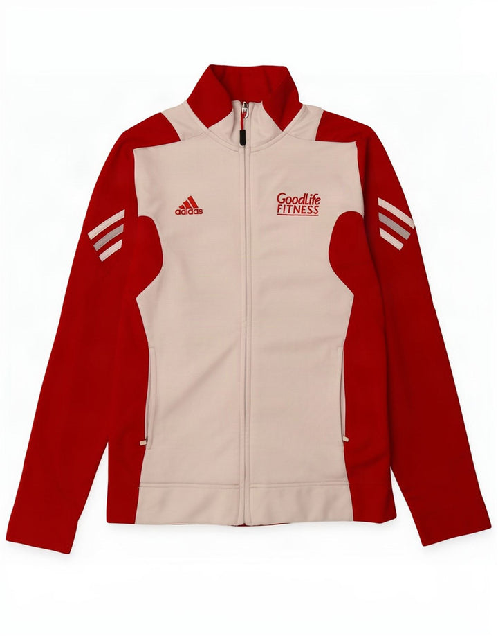 Damska kurtka dresowa Adidas UK 10, mała, czerwona, z blokami kolorów, poliester