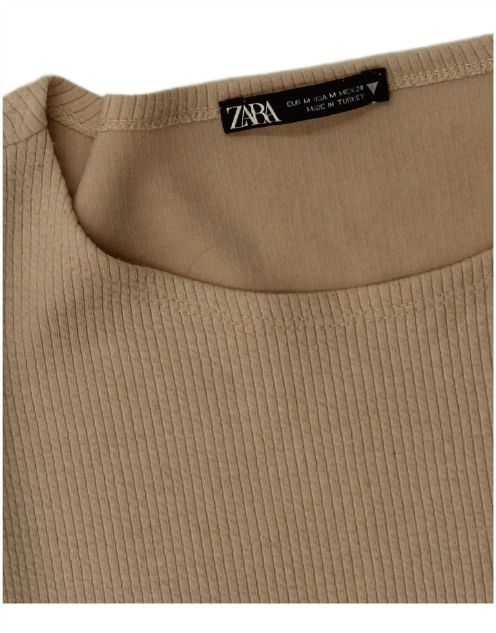 Damski krótki top Zara z długim rękawem UK 12, średni beż