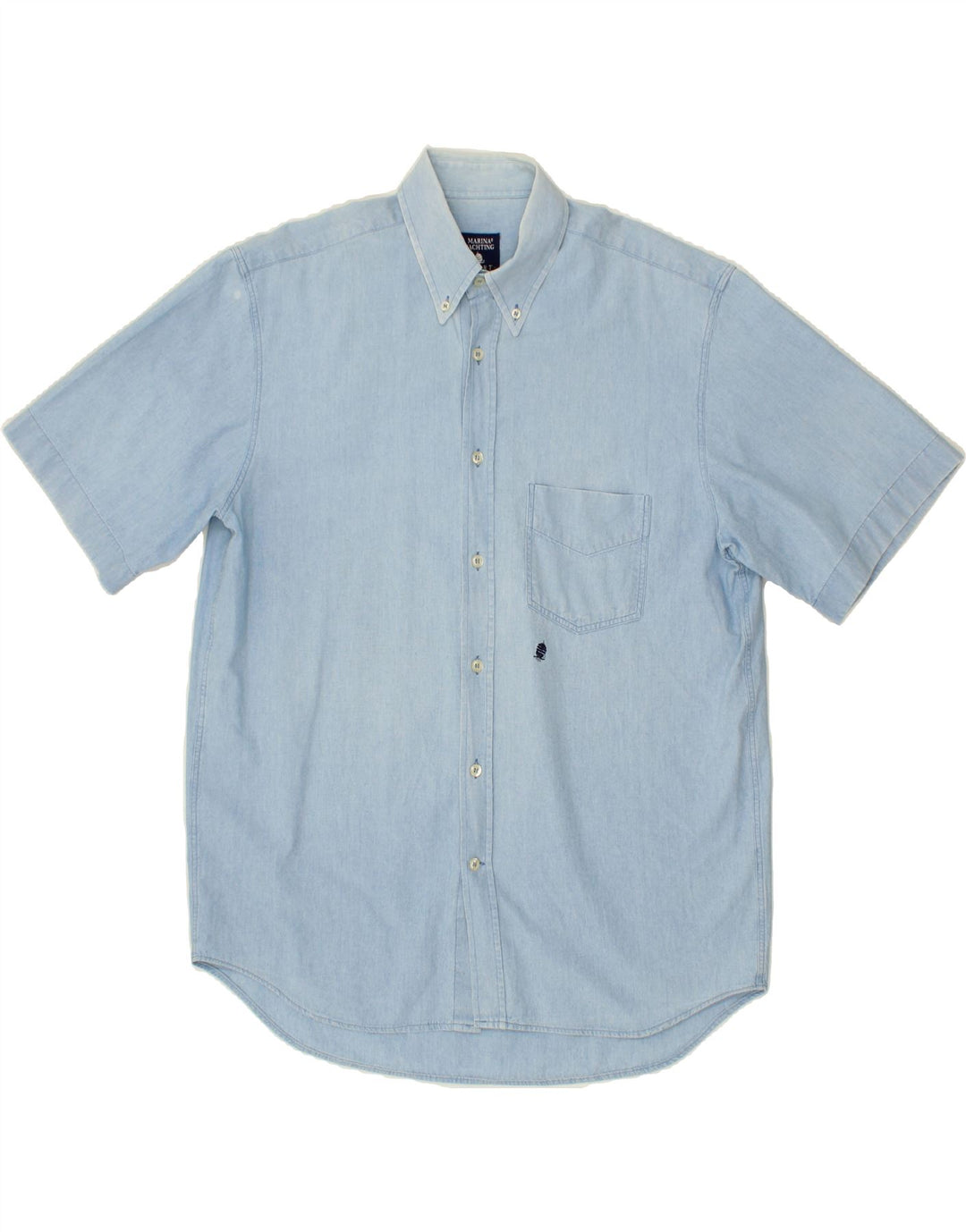 MARINA YACHTING Mens Short Sleeve Shirt Large Blue Vintage Marina Yachting and Second-Hand Marina Yachting from Messina Hembry 