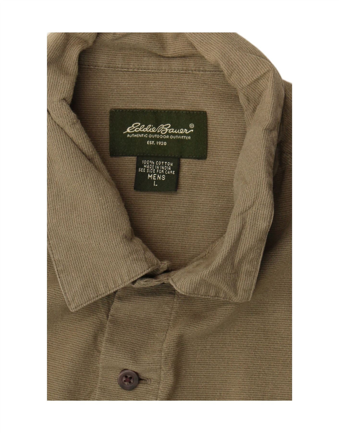 EDDIE BAUER Męska koszula z krótkim rękawem, duża, bawełniana w kolorze khaki w prążki