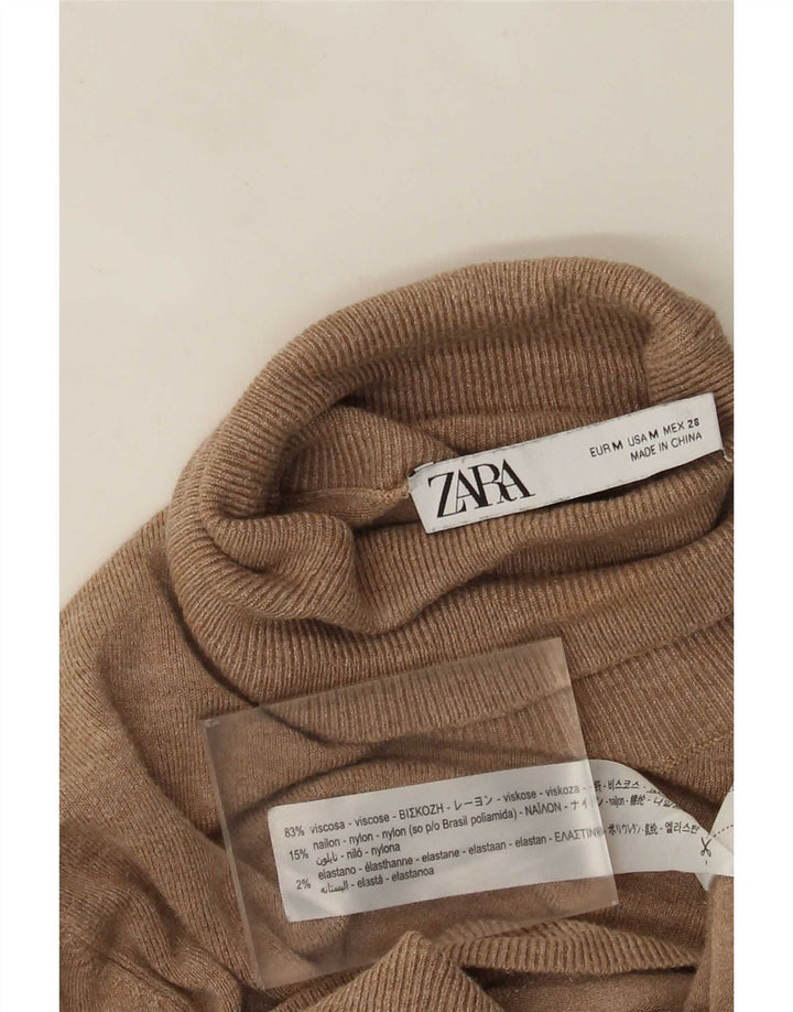 Damski sweter z golfem Zara UK 12 Średni beż wiskoza