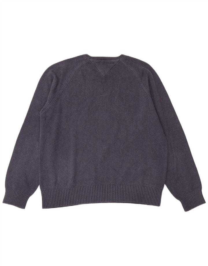 Męski sweter z okrągłym dekoltem Tommy Hilfiger, duży, granatowy, klasyczny
