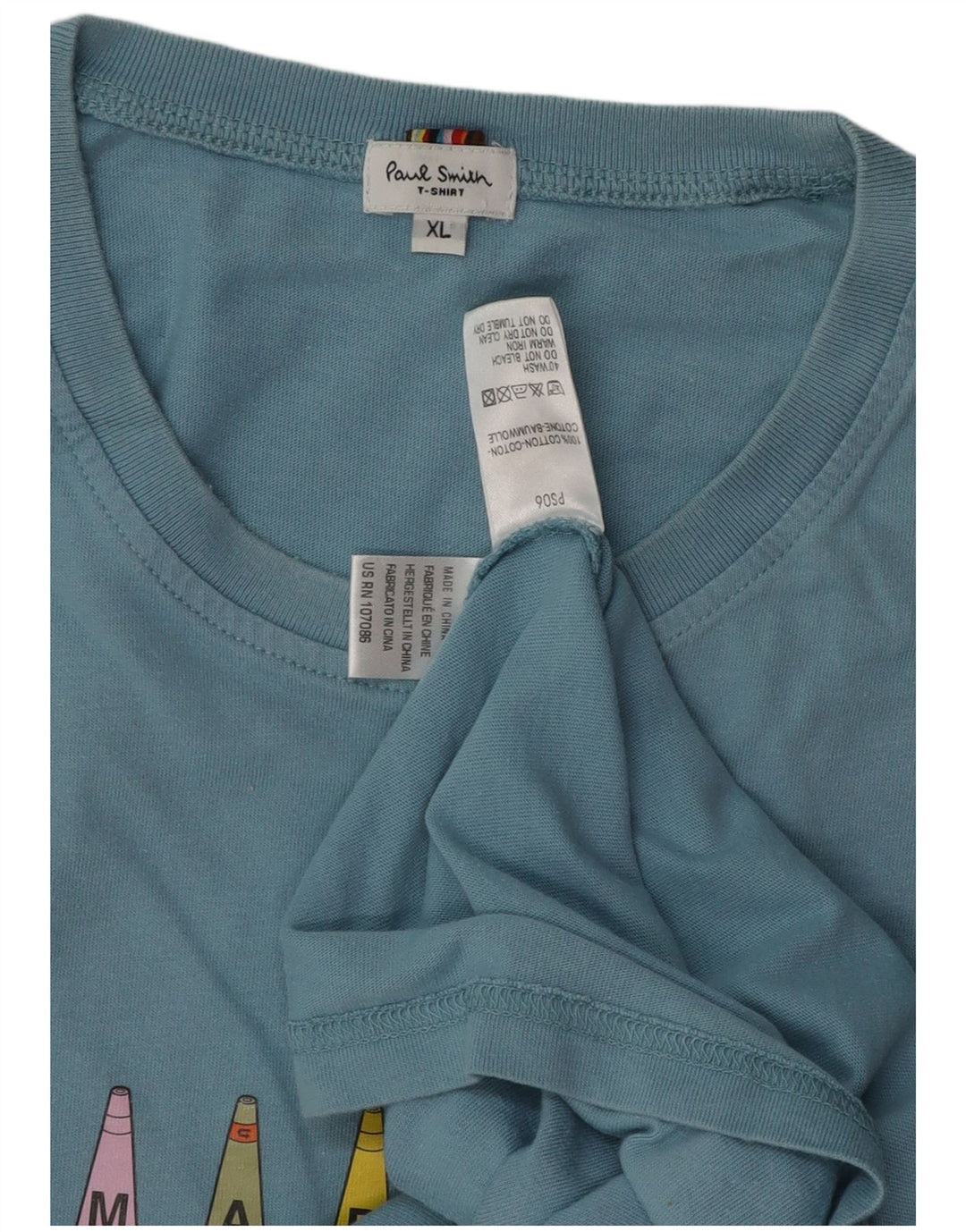 Męska koszulka z grafiką PAUL SMITH, góra XL, niebieska bawełna