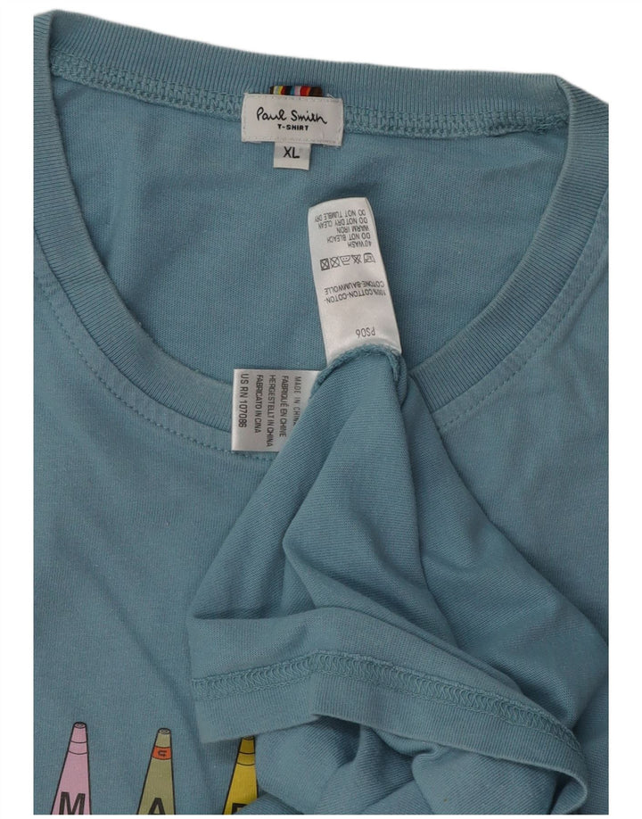 Męska koszulka z grafiką PAUL SMITH, góra XL, niebieska bawełna