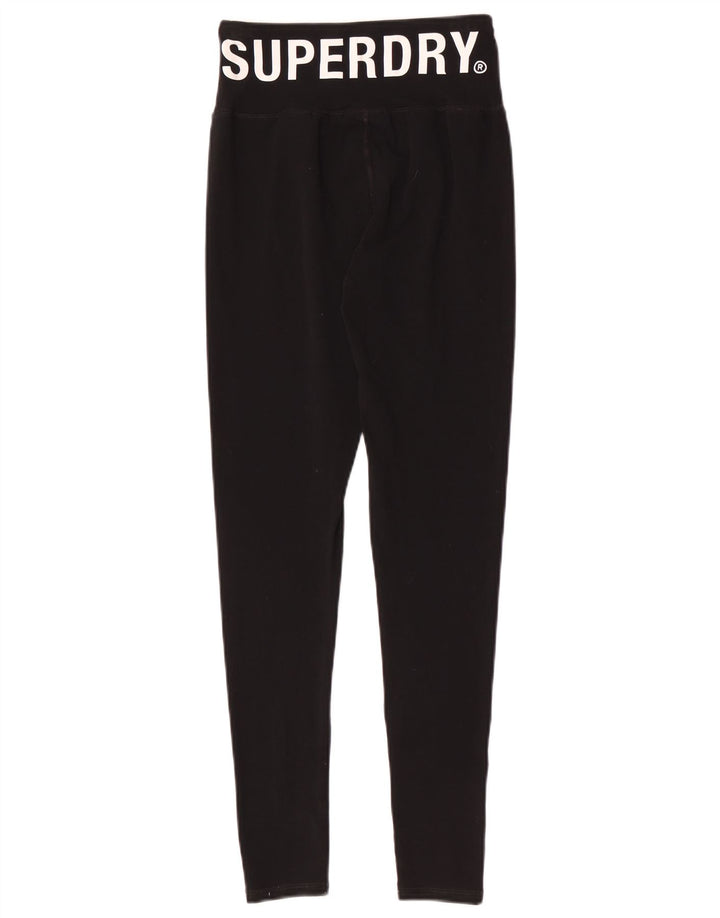 Damskie legginsy Superdry Graphic UK 8, małe, czarne, bawełniane