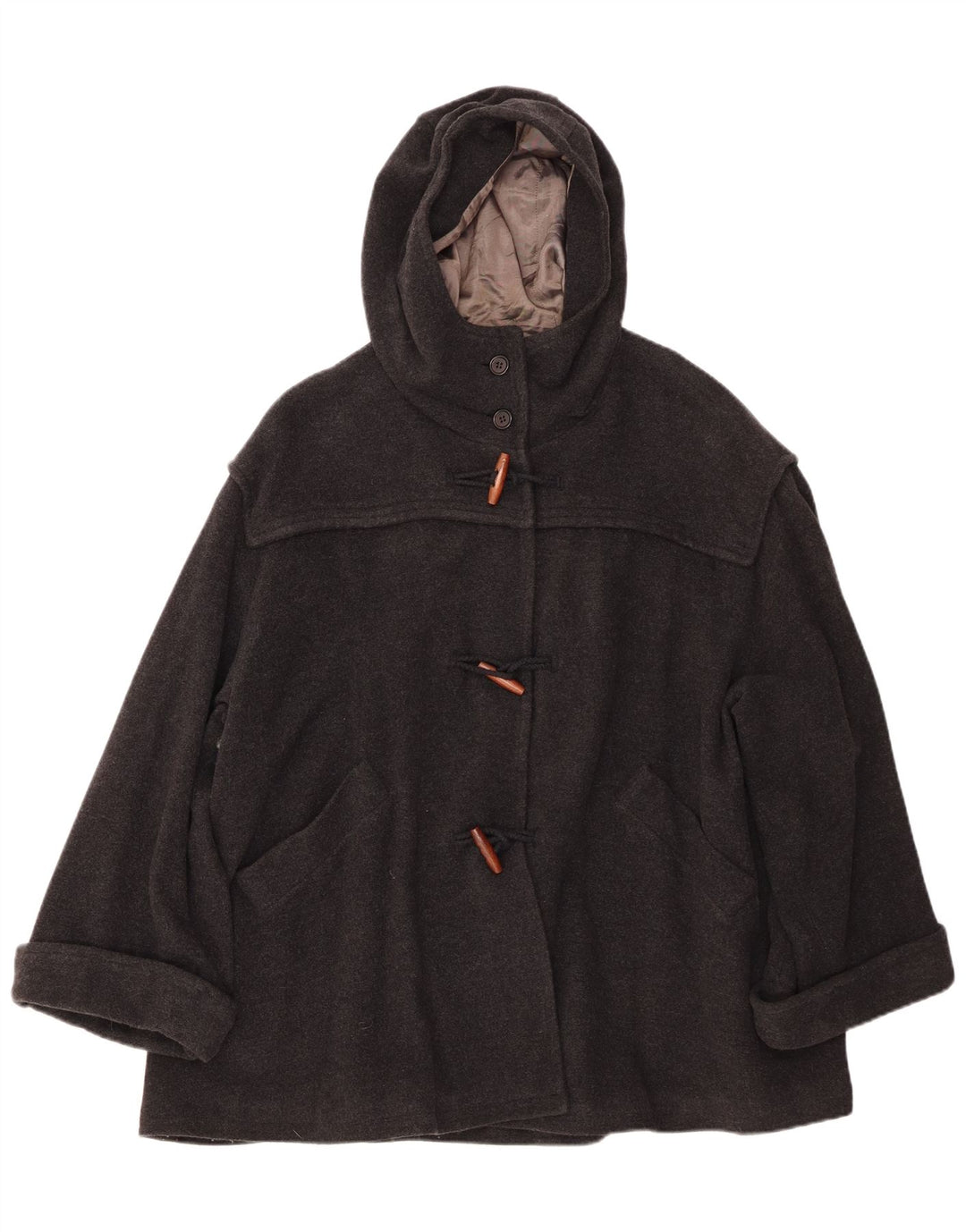 BENETTON Damski płaszcz oversize z kapturem IT 42 Średnioszara wełna