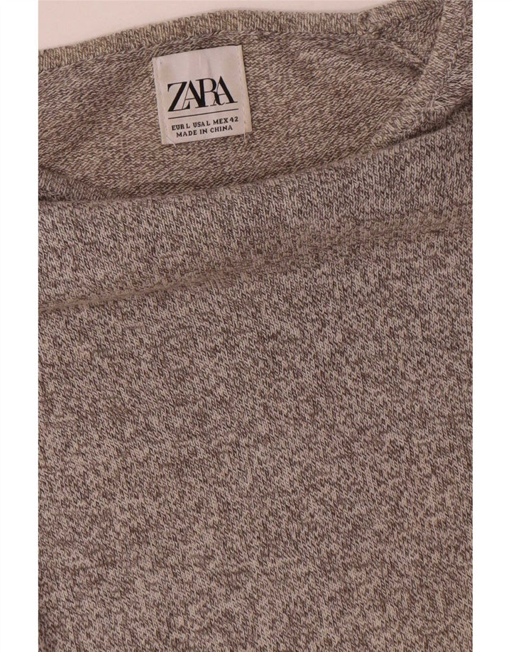 Męski top z długim rękawem Zara, duży, szary, nakrapiany