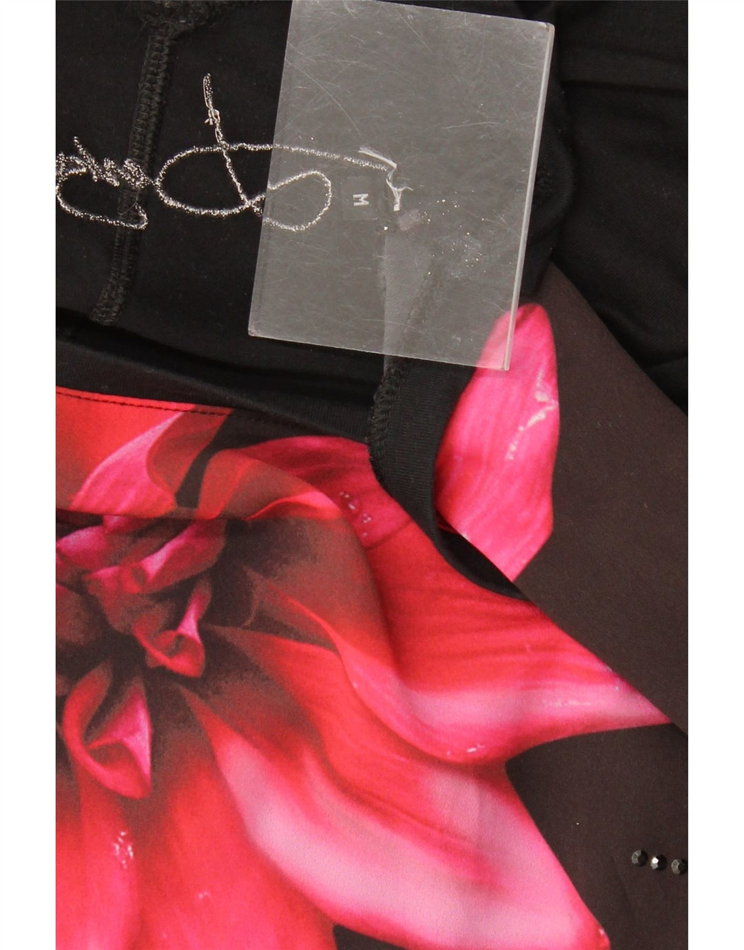 DESIGUAL Damska koszulka oversize z grafiką Top UK 14 Średni czarny w kwiaty