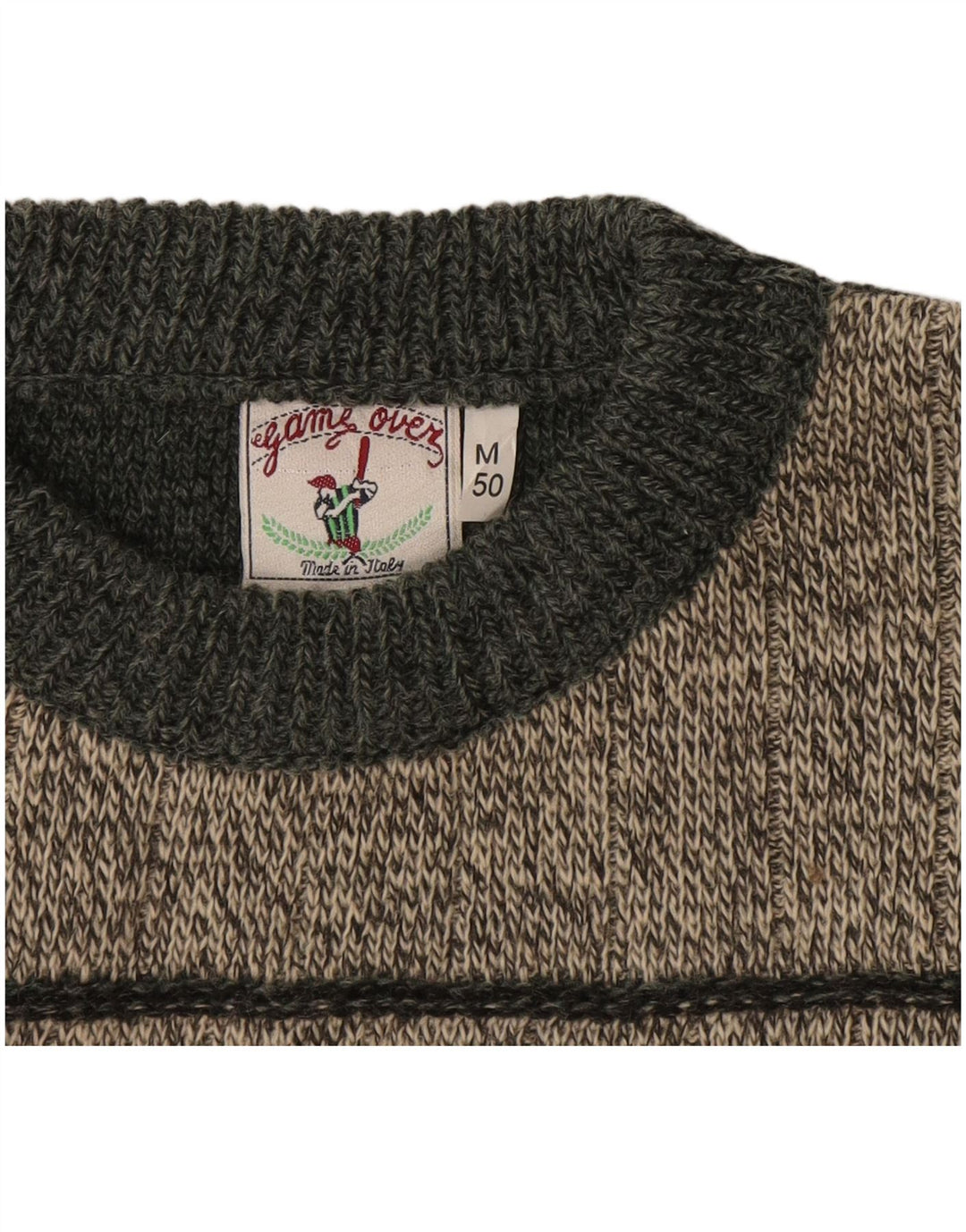 Męski sweter z okrągłym dekoltem w stylu vintage IT 50 Średni szary geometryczny