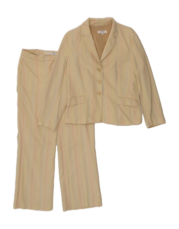 ESCADA Womens 3 Button 2 Piece Suit EU 42 Large W33 L29 Beige Striped Vintage Escada and Second-Hand Escada from Messina Hembry 