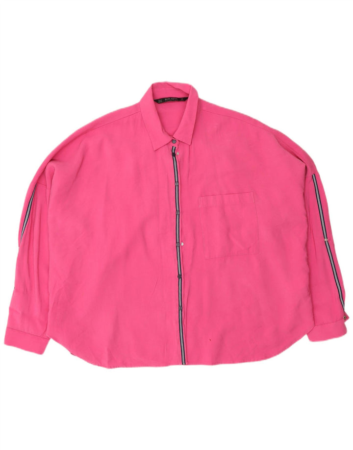 Damska bluzka koszulowa oversize Zara UK 10 Small, różowa wiskoza