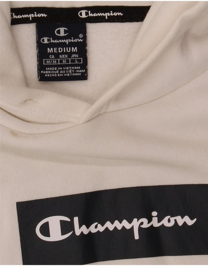 Męski sweter z kapturem Champion Graphic, średni biały, bawełniany