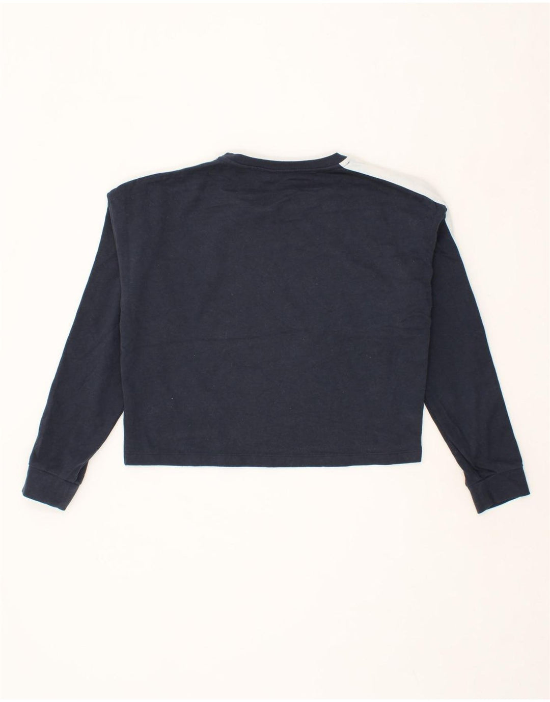 JACK WILLS Womens Crop Top Long Sleeve UK 12 Medium Navy Blue Colourblock Vintage Jack Wills and Second-Hand Jack Wills from Messina Hembry 