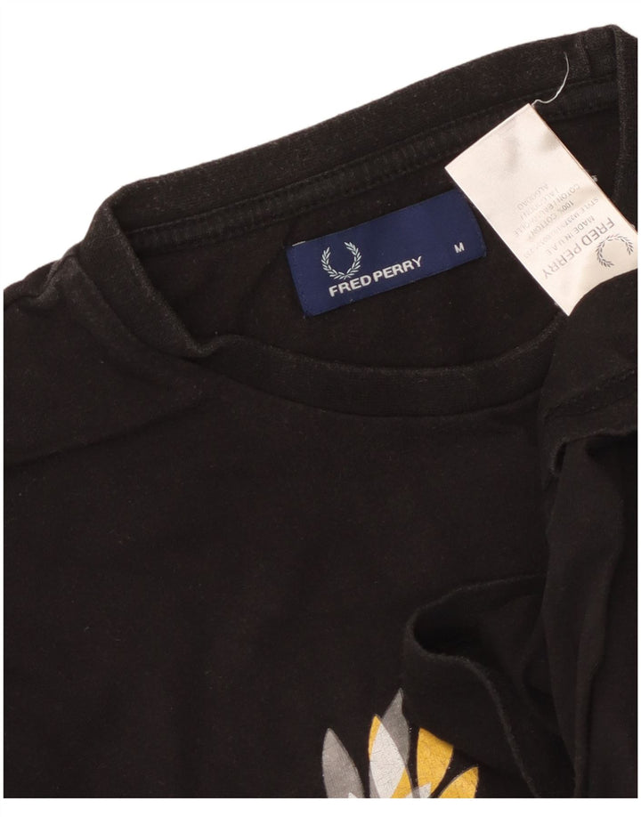 Męska koszulka z grafiką Fred Perry, średnia czarna bawełniana