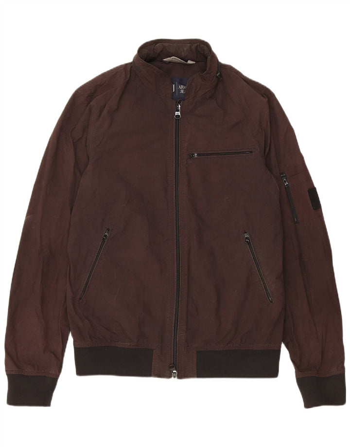 Męska kurtka bomber z kapturem Armani Jeans EU 48, mały, brązowy poliester
