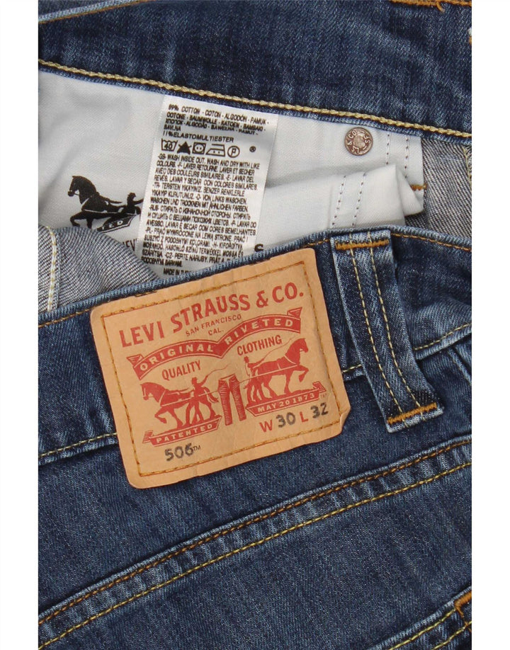 Damskie jeansy Levi's 506 Straight W30 L28 Niebieskie bawełniane