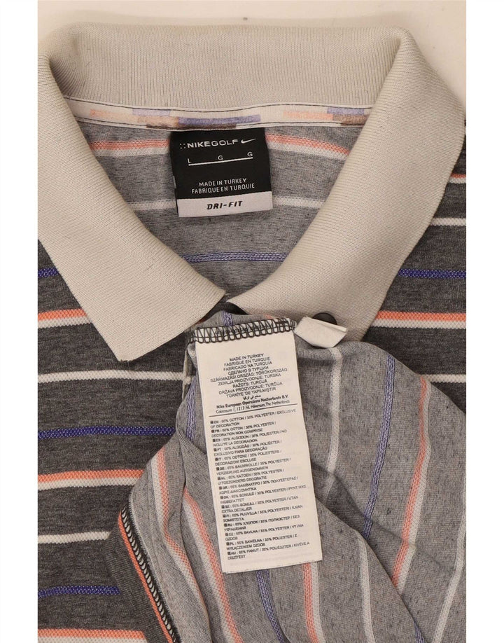 Męska koszulka polo Nike Dri Fit, duża, bawełniana w szare paski