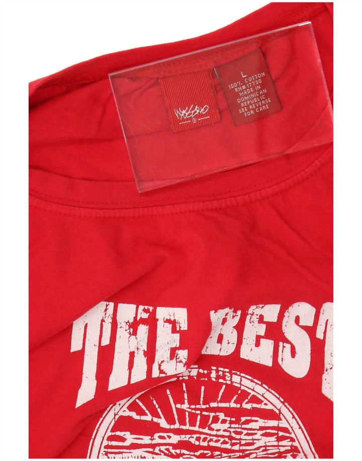 Damski krótki top MOSSIMO z grafiką, długim rękawem, duża czerwona bawełna, UK 16