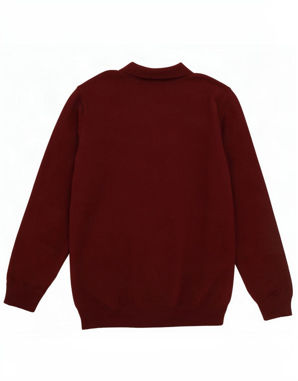 Męski sweter polo Massimo Dutti, duży, bordowy, wełniany