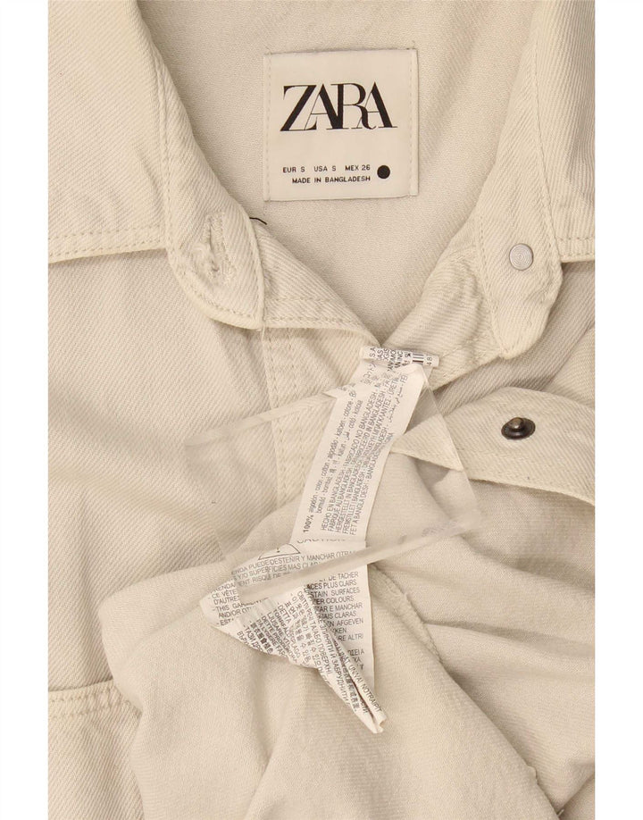 Damska koszula dżinsowa oversize Zara UK 10 Small, beżowa, bawełniana