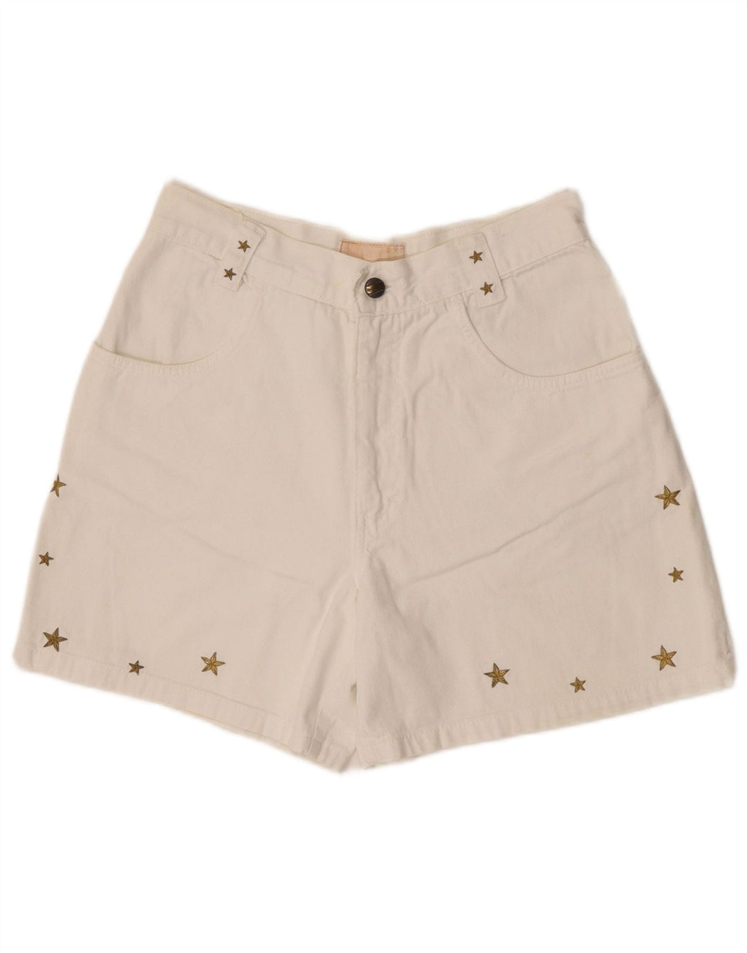 Damskie spodenki jeansowe w stylu vintage IT 42 Medium W30 Biała geometryczna bawełna
