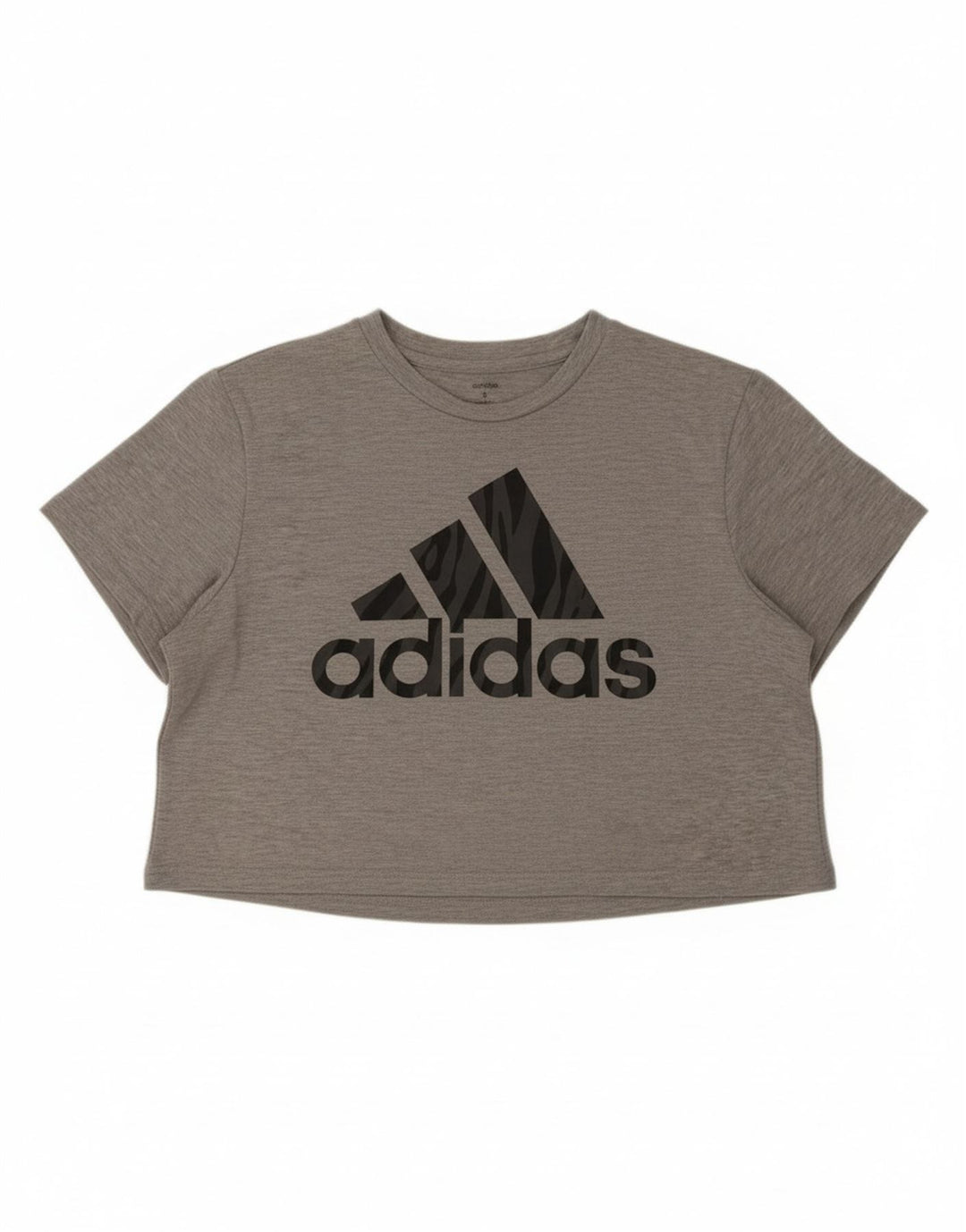 ADIDAS Womens Crop Graphic T-Shirt Top UK 12/14 Medium Grey Polyester