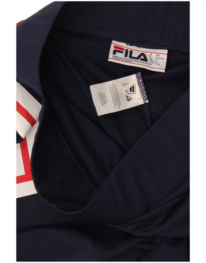 Damskie legginsy Fila Graphic UK 14, duże, granatowe, geometryczne, z poliestru