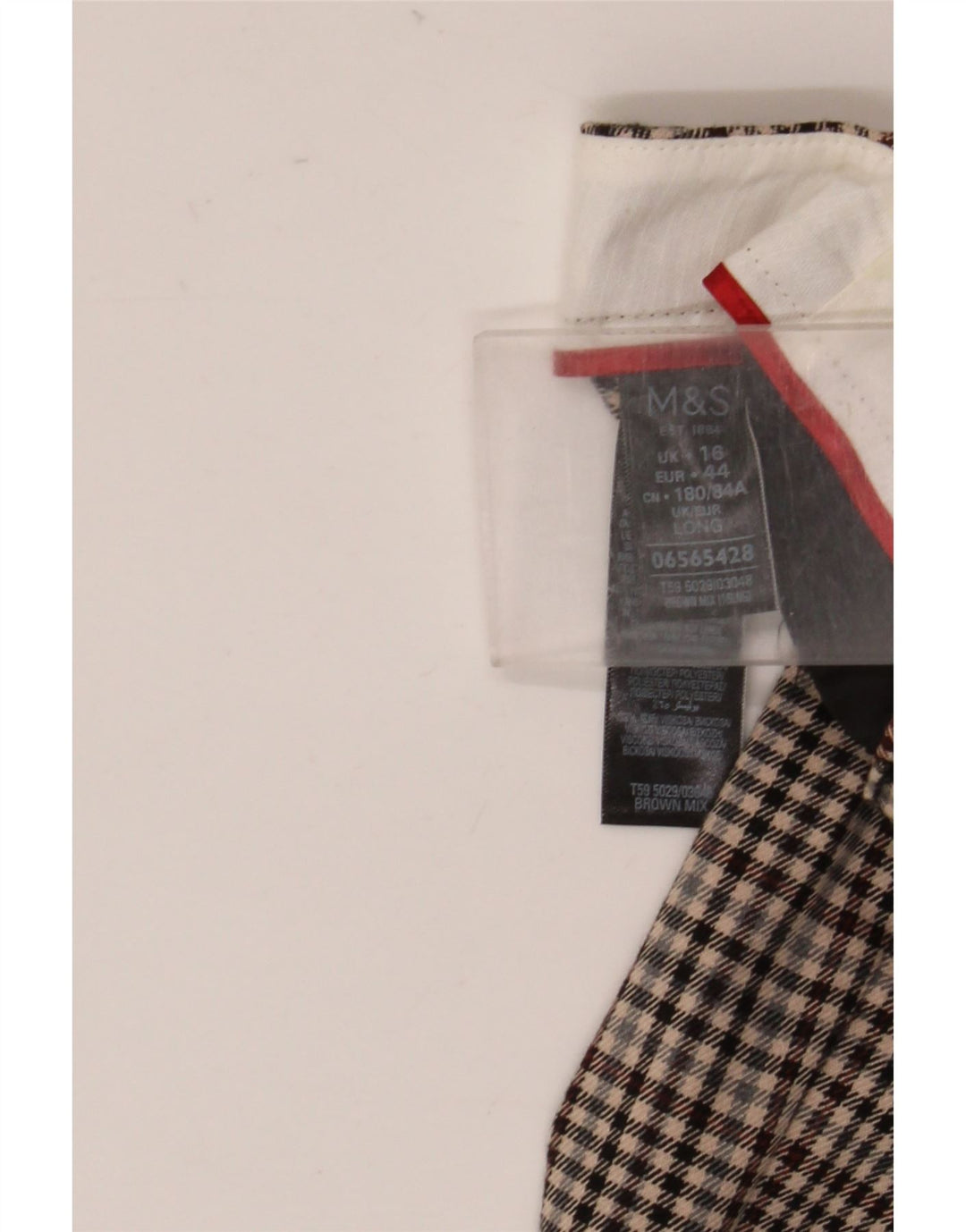 Marks & Spencer Damskie spodnie Chino Slim UK 16 Large W34 L30 Brązowa kratka