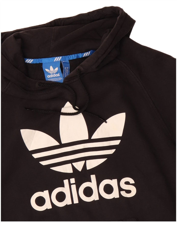Męski sweter z kapturem ADIDAS z grafiką, średniej wielkości, czarny, bawełniany