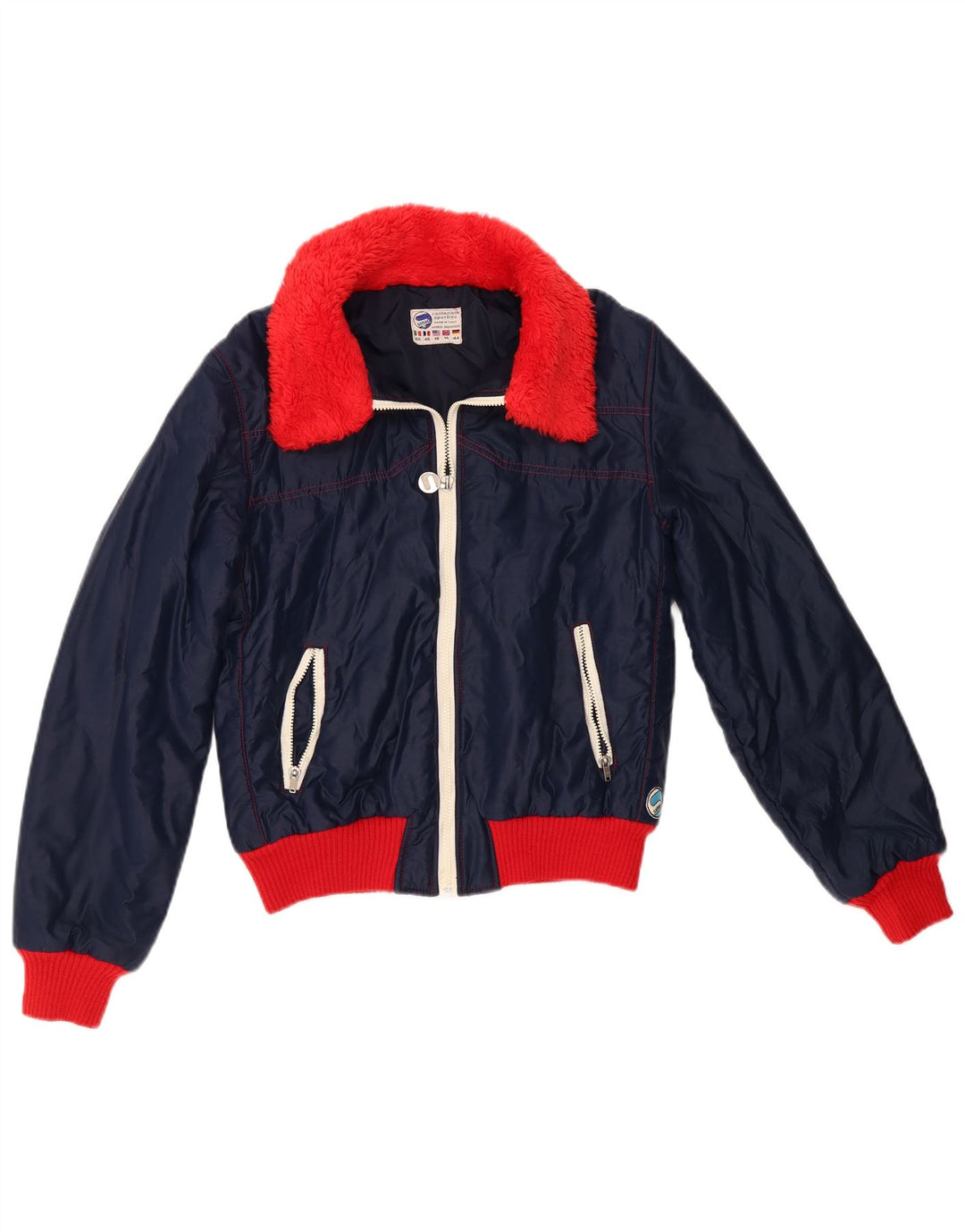 Damska kurtka bomber Samas UK 16, duża, granatowa, nylonowa w bloki kolorów