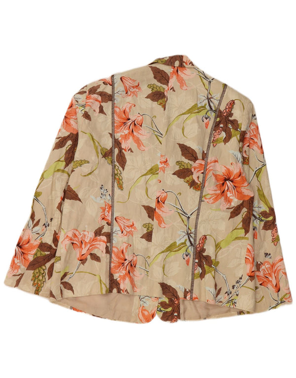 Damska marynarka GERRY WEBER z rękawem 3/4 UK 20 2XL w kolorze beżowym w kwiaty