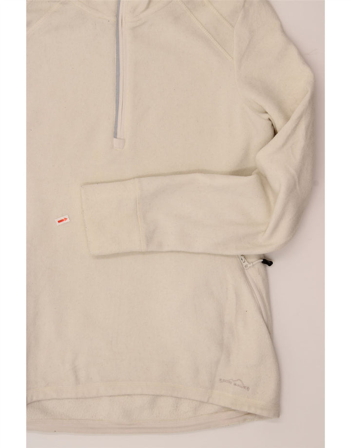 EDDIE BAUER Womens Zip Neck Fleece Jumper UK 16 Large Off White Polyester Vintage Eddie Bauer and Second-Hand Eddie Bauer from Messina Hembry 