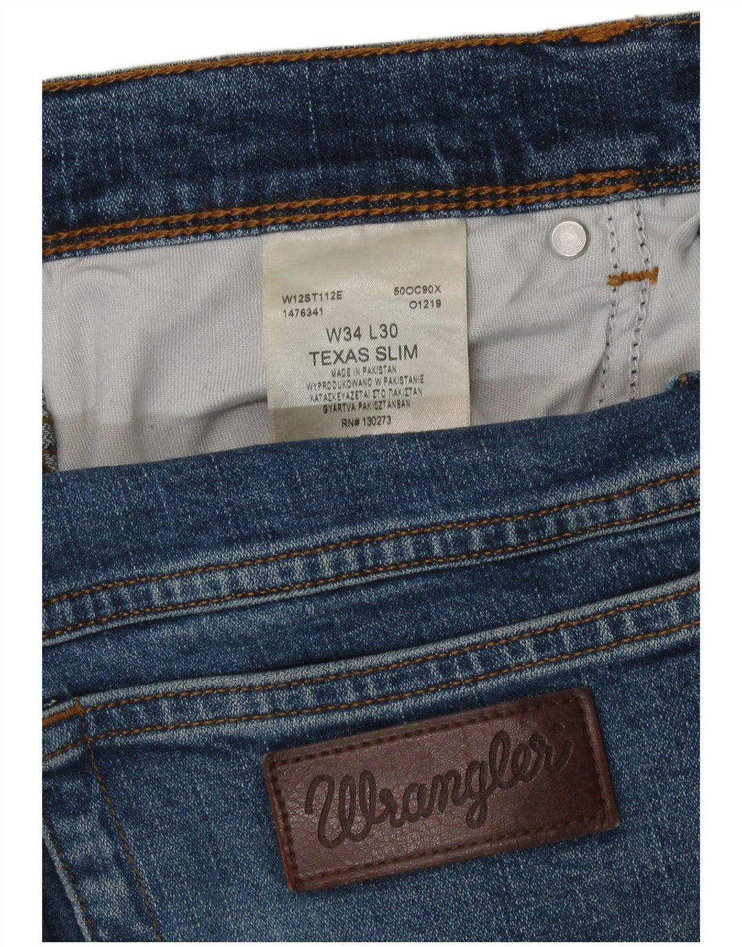 Wrangler Męskie jeansy Texas Slim W34 L30 Niebieskie bawełniane