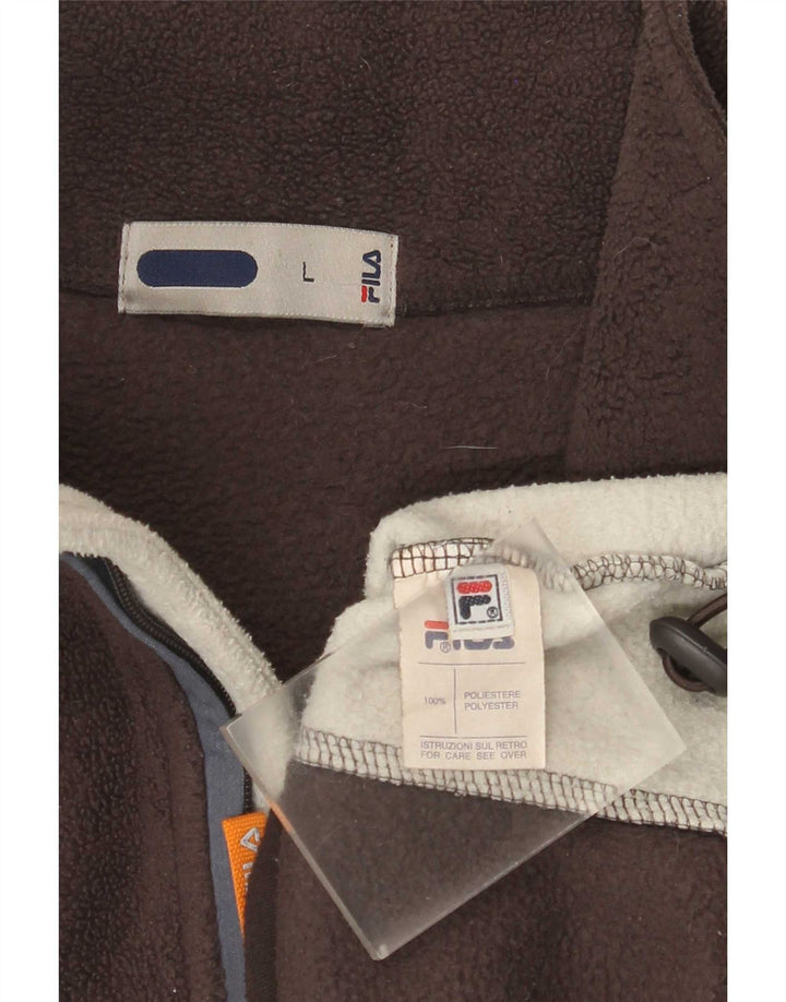 Męski sweter polarowy Fila z zamkiem błyskawicznym, duży brązowy poliester w blokach kolorów