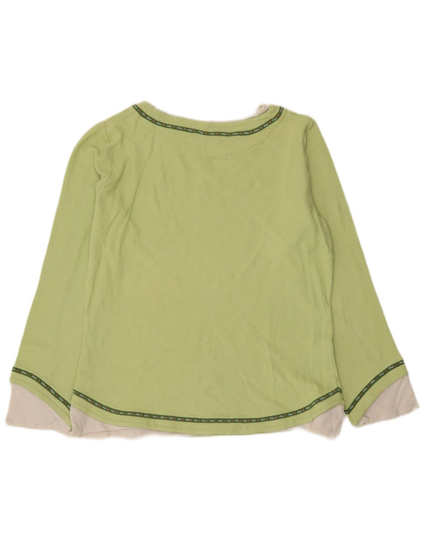 Top damski Fila z długim rękawem, UK 18 XL, zielony, bawełniany z blokami kolorów