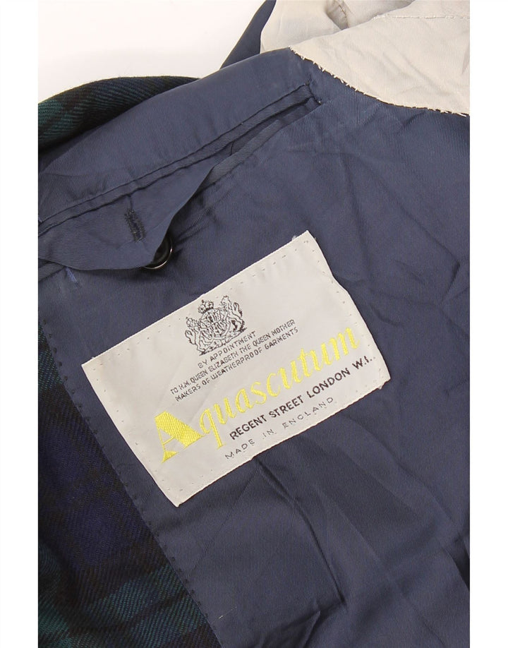 AQUASCUTUM Męska marynarka zapinana na 3 guziki UK 40 w dużą granatową kratkę