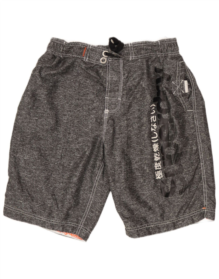 Męskie szorty kąpielowe Superdry z grafiką XL, szary, nakrapiany poliester